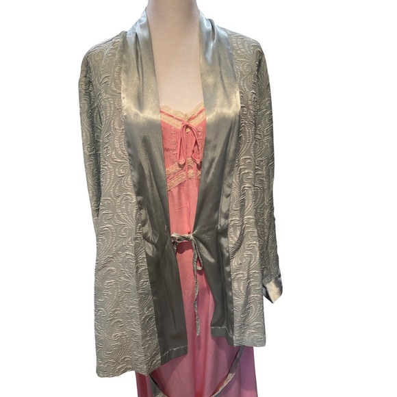 Morgan Taylor Intimates Midnight Ice Frosted Mint Robe Shawl Collar XL - Picture 6 of 13